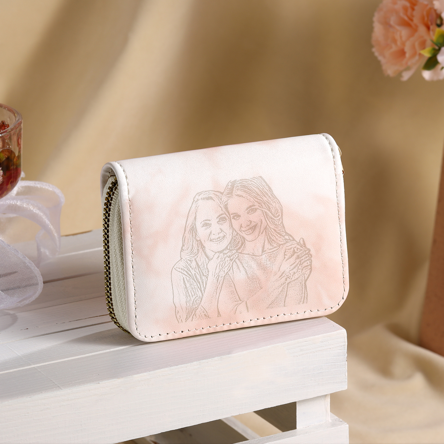 Personalised Women's Leather Wallet Custom Photo & Text Zipper Wallet Accordion Wallet Gift for Her-Jessemade AU