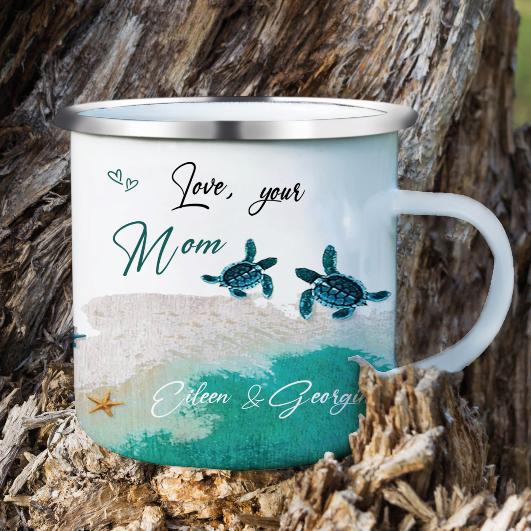 To My Daughter Sea Turtle Enamel Mug Customised 2 Names Cup Mom to Daughter Personalised Gift - Just Always Remember That I Love You-Jessemade AU