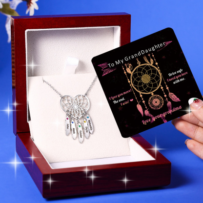 Personalised Dream Catcher Necklace With Birthstones Custom 5 Names Necklace Gifts For Her-Jessemade AU