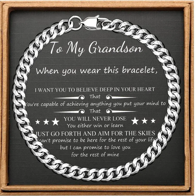 To My Grandson Believe Deep In Your Heart Cuban Chain Bracelet Birthday Gift-Jessemade AU