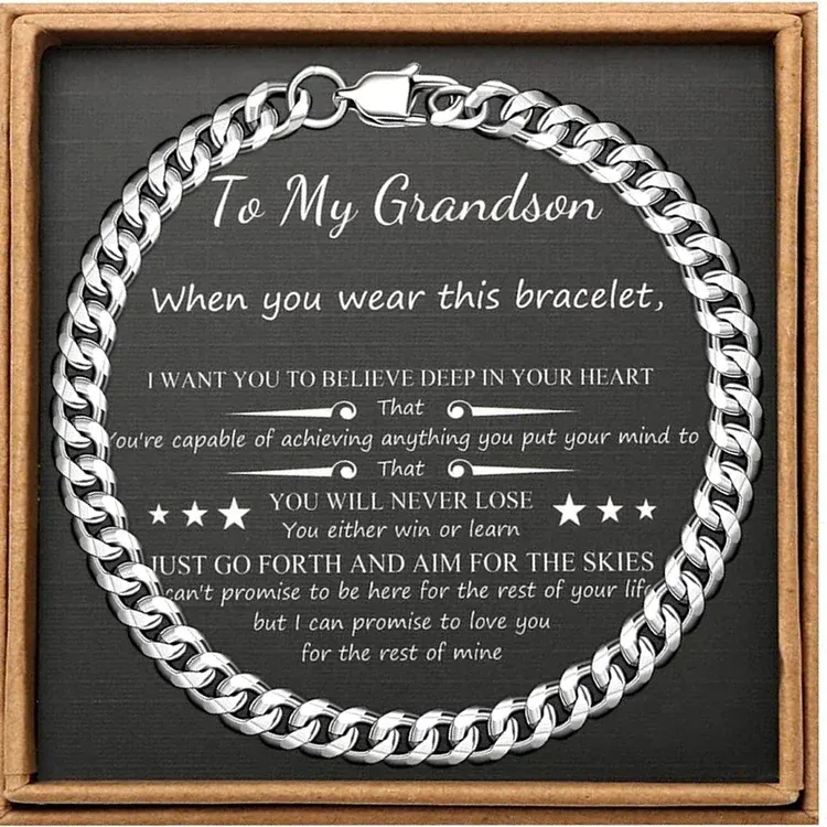 To My Grandson Believe Deep In Your Heart Cuban Chain Bracelet Birthday Gift-Jessemade AU