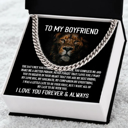 To My Boyfriend Cuban Link Chain Necklace Promise Necklace Gift Set - I Love You Forever & Always-Jessemade AU