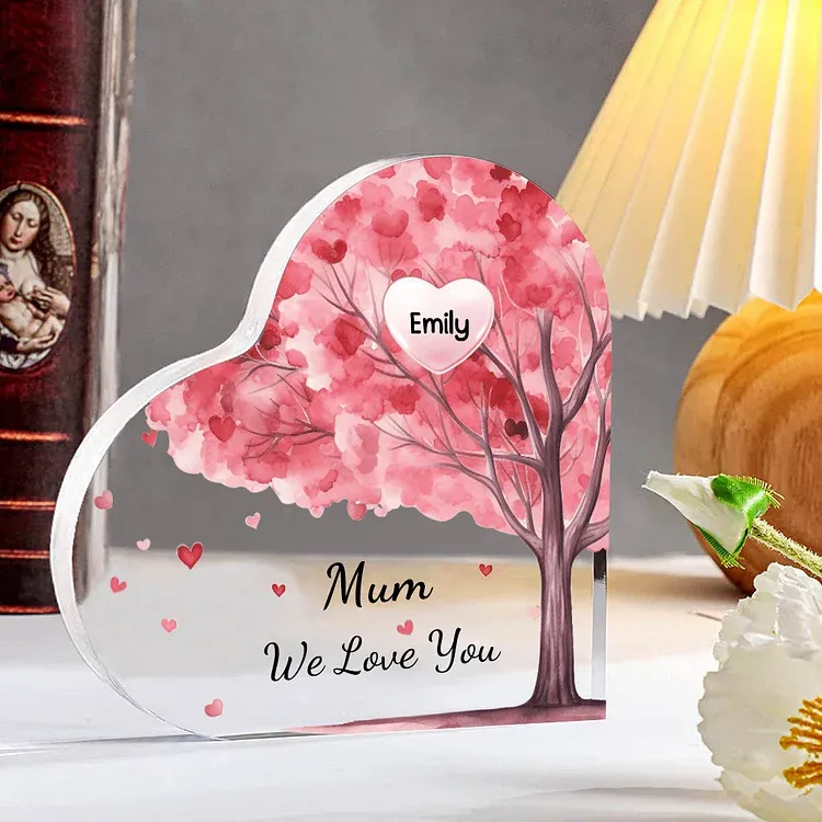 1 Name - Personalised Acrylic Heart Keepsake Custom Text Pink Tree Ornaments Gifts for Grandma/Mother-Jessemade AU