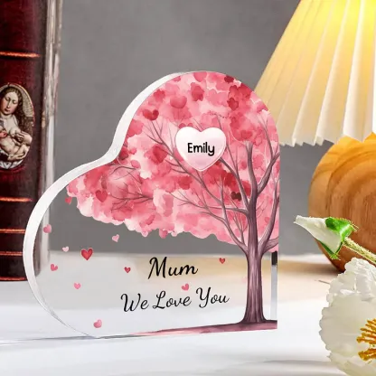1 Name - Personalised Acrylic Heart Keepsake Custom Text Pink Tree Ornaments Gifts for Grandma/Mother-Jessemade AU