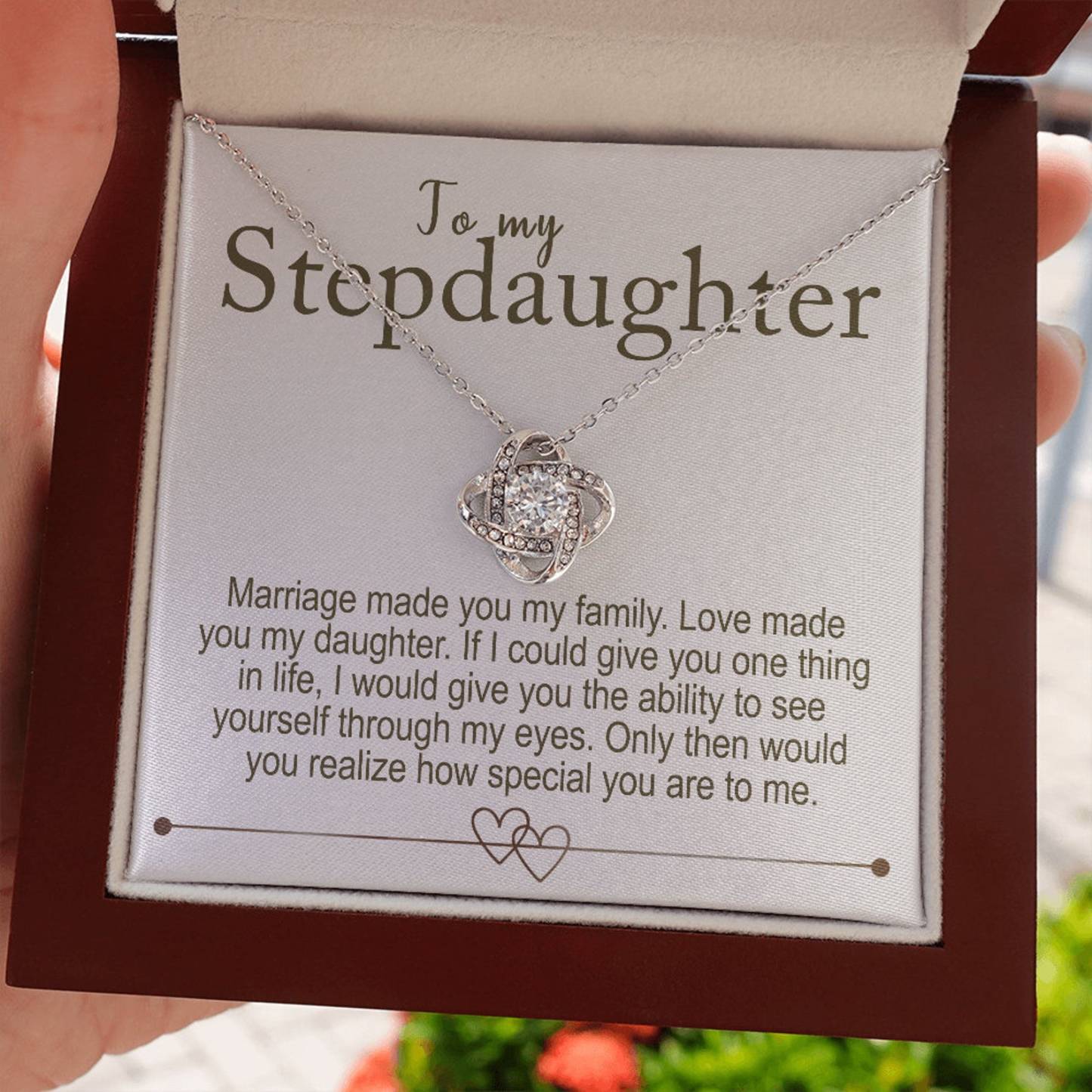 To My Stepdaughter - S925 Love Knot Necklace "Love Made You My Daughter" Gifts For Daughter-Jessemade AU