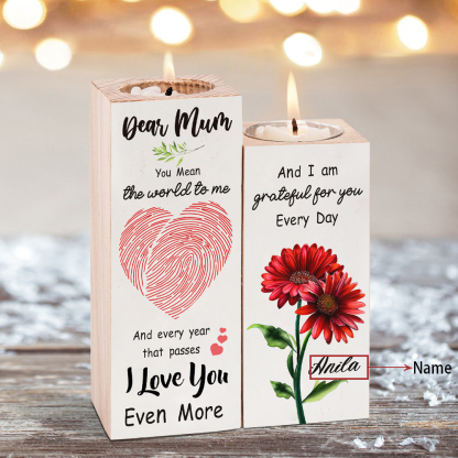 Dear Mum Candle Holder Custom Name Wooden Candlestick - You Mean The World To Me-Jessemade AU