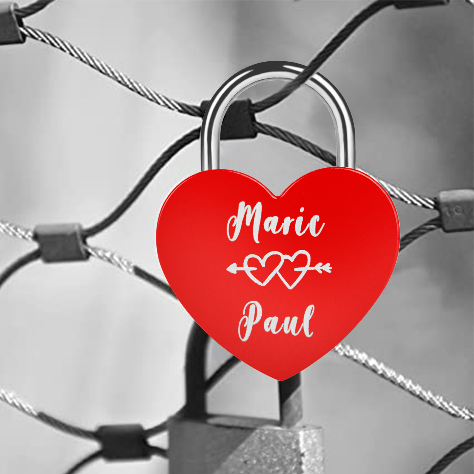 Personalised Double Heart Engraved Love Lock Custom Names Padlocks Gifts For Couple-Jessemade AU