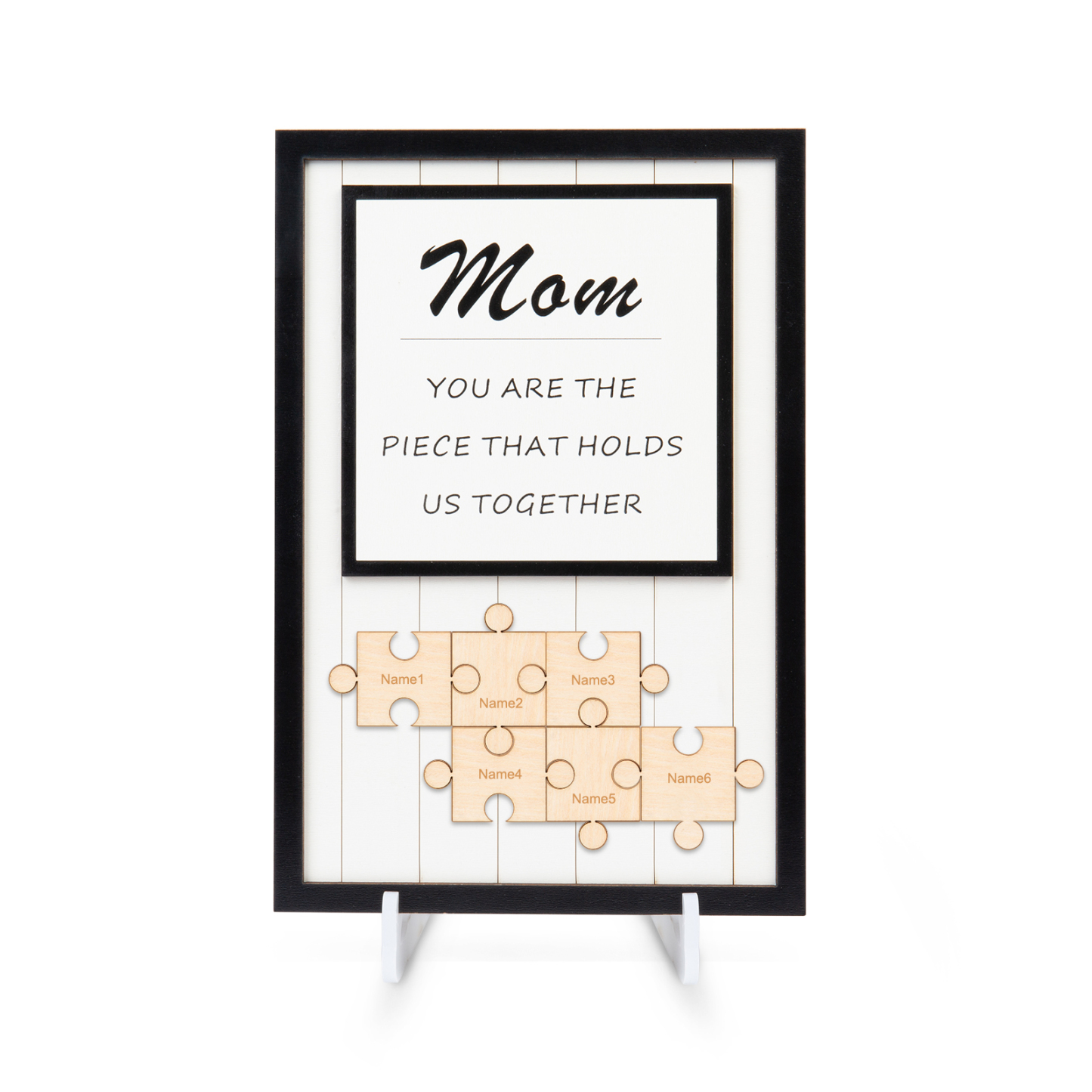 Mom Puzzle Sign Personalised 6 Names Wooden Sign Family Gifts-Mom You Are the Piece that Holds Us Together-Jessemade AU