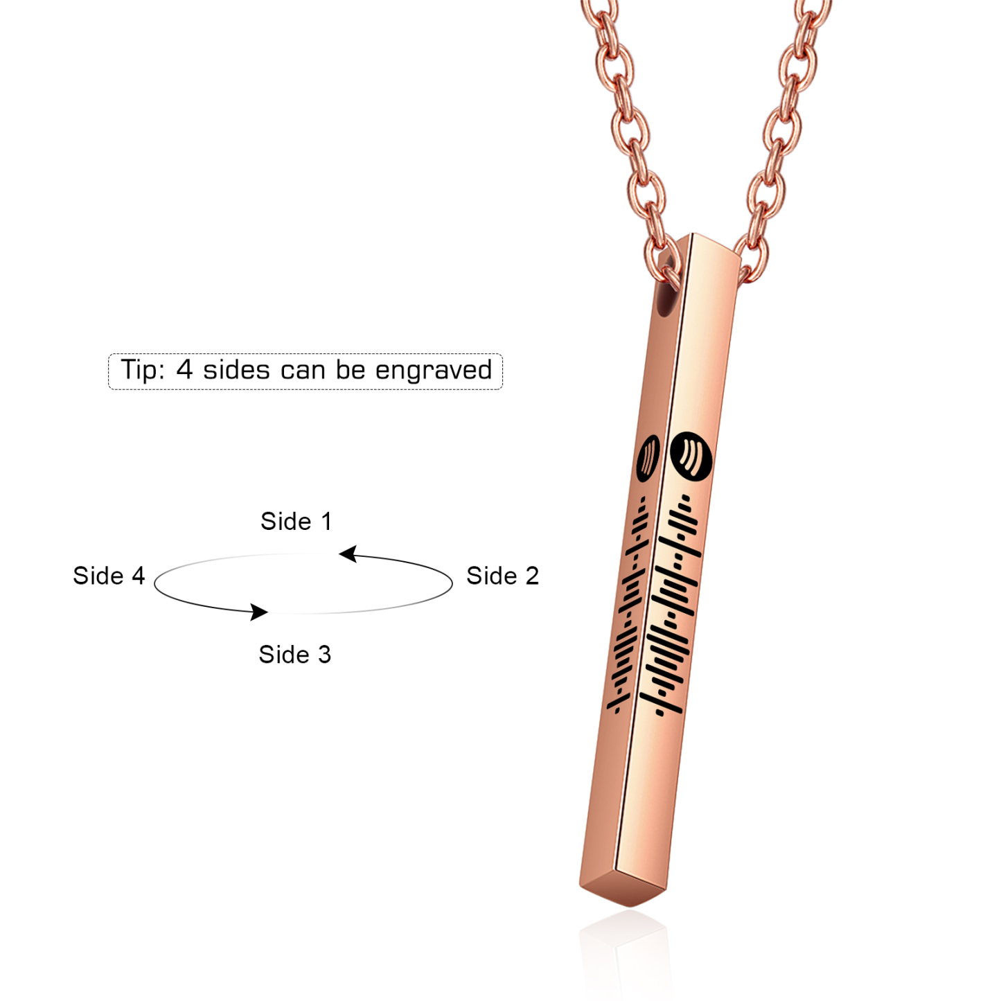 Personalised 3D Vertical Bar Necklace Customised Music Spotify Code Necklace for Her Him-Jessemade AU
