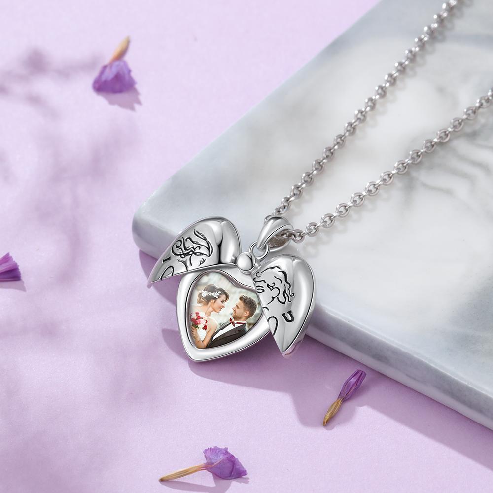 Personalised Heart Photo Locket Necklace Custom Photo Necklace Gifts For Her-Jessemade AU