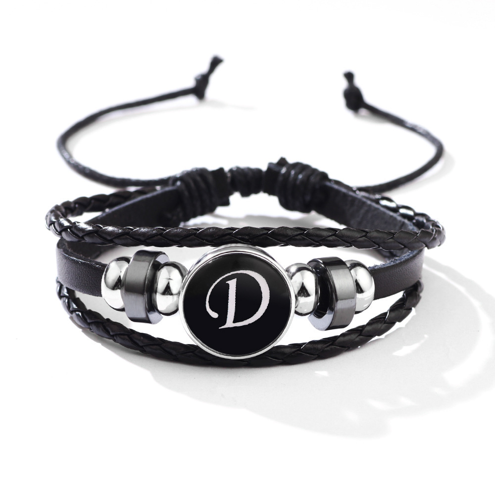 26 Letter Leather Braided Bracelets A-Z Initial Alphabet Beaded Bracelet Gifts for Women Men-Jessemade AU