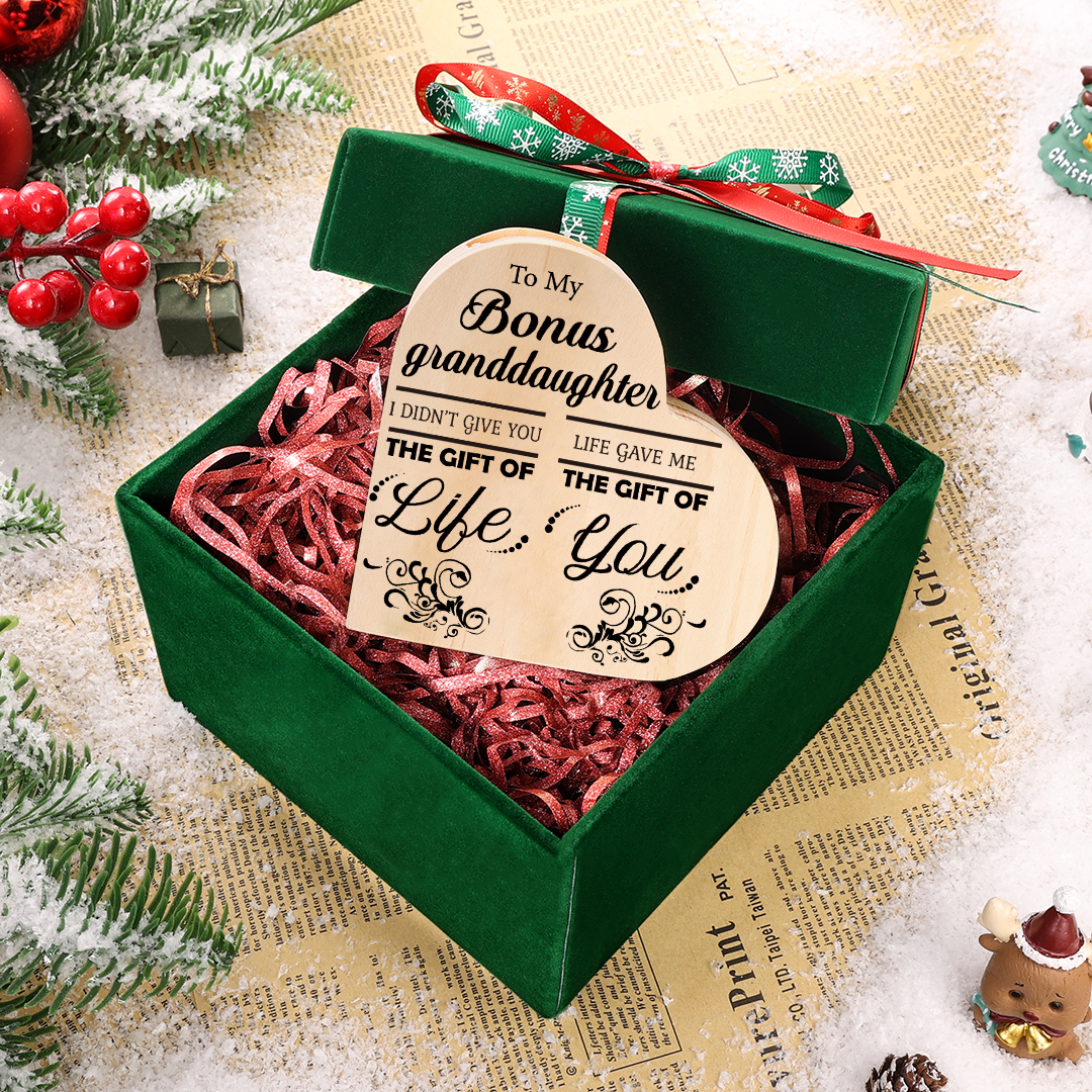To My Bonus Granddaughter Wooden Heart Candle Holder "Life Gave Me The Gift of You"-Jessemade AU