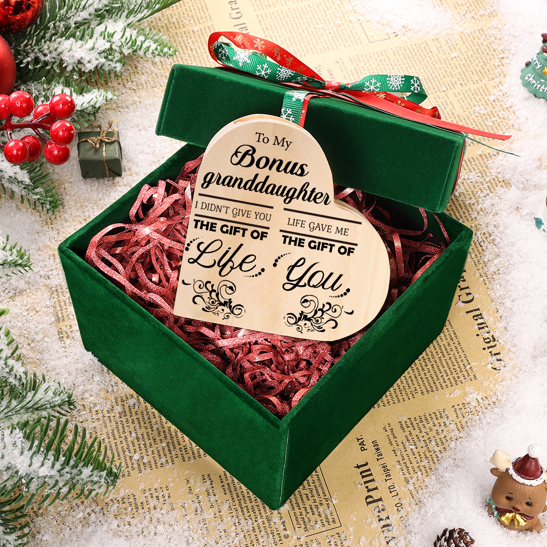 To My Bonus Granddaughter Wooden Heart Candle Holder "Life Gave Me The Gift of You"-Jessemade AU