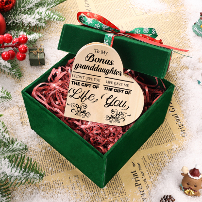 To My Bonus Granddaughter Wooden Heart Candle Holder "Life Gave Me The Gift of You"-Jessemade AU