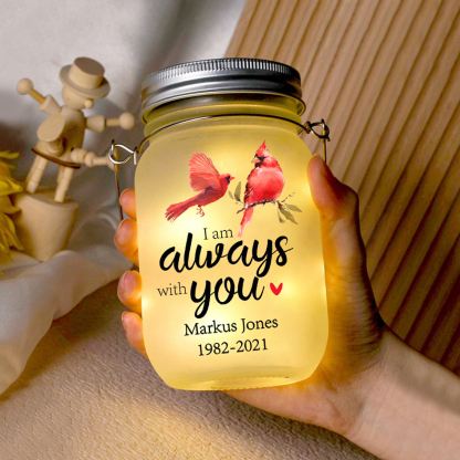 Memorial Jar Night Light "I Am Always With You" Red Robin Memorial Bottle Solar Light-Jessemade AU