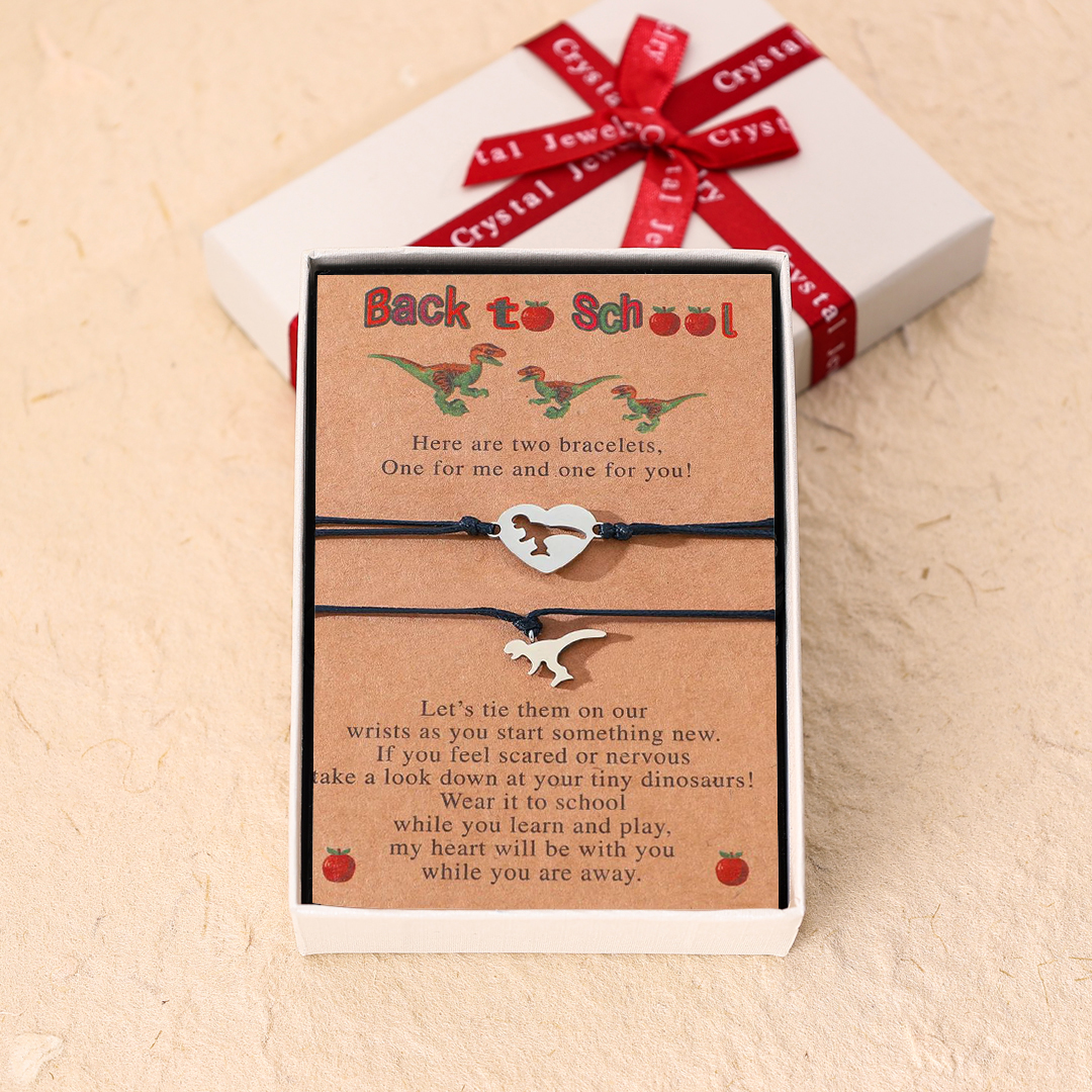 Back to School Matching Wish Dinosaur Bracelets Set for Women Teen Girls Boys-Jessemade AU