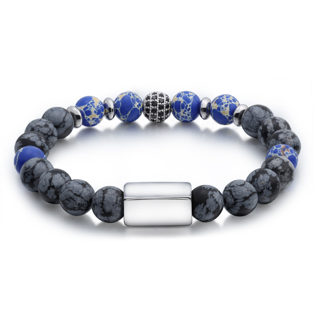 Personalised Round Beads Bracelet Custom Names Men's Bracelet Gifts For Him-Jessemade AU