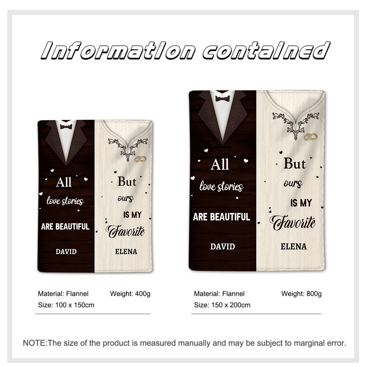 Personalised 2 Names Blanket Valentine's Day Gifts for Couples - All Love Stories Are Beautiful, But Ours Is My Favourite-Jessemade AU