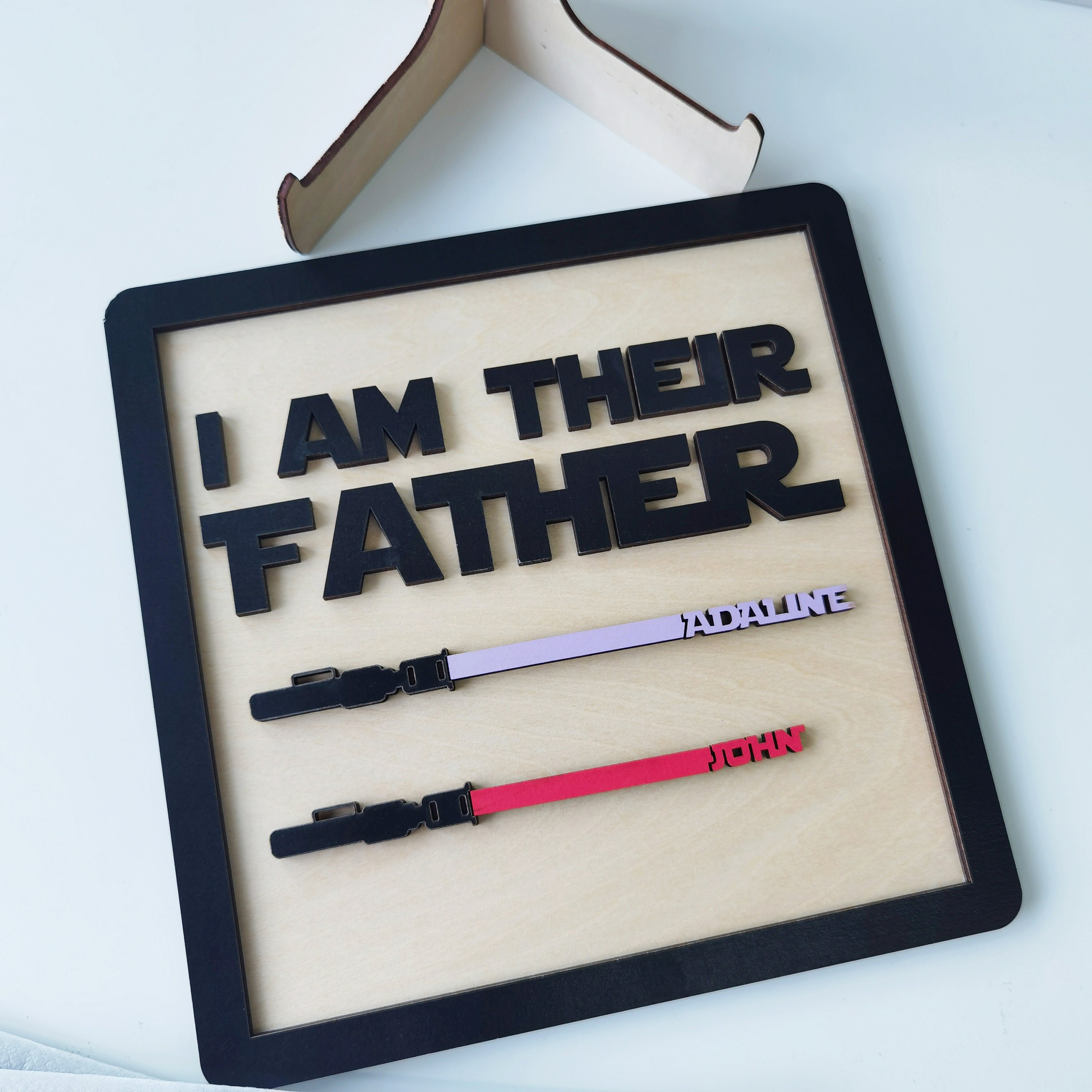 Personalised Star Wars Sign Father's Day Gifts - I AM THEIR FATHER - Wood Sign with 6 Names-Jessemade AU