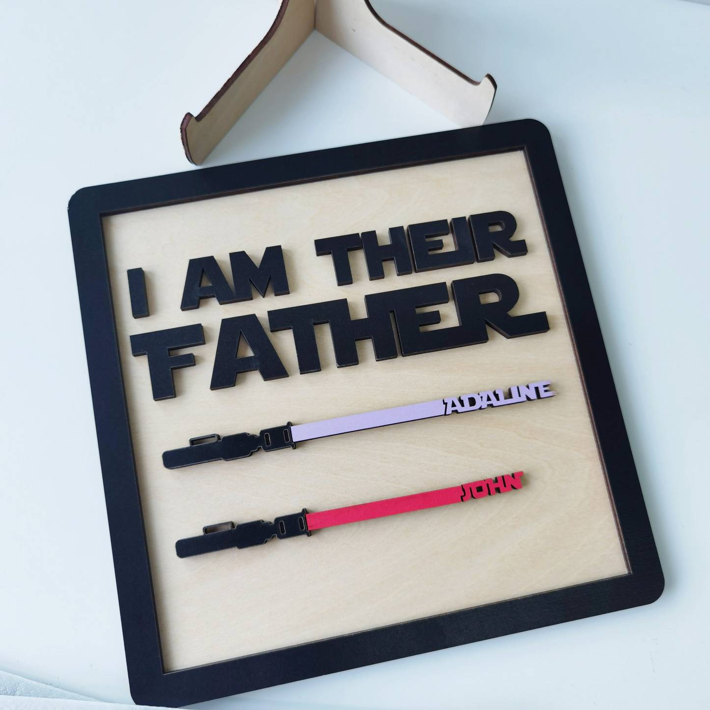 Personalised Star Wars Sign Father's Day Gifts - I AM THEIR FATHER - Wood Sign with 6 Names-Jessemade AU