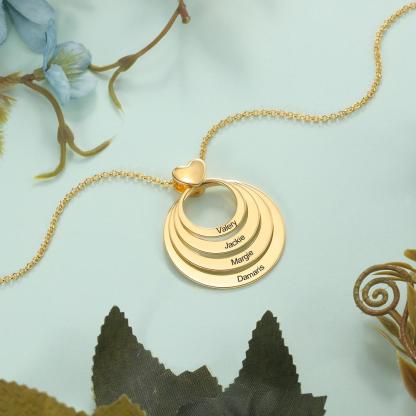 Personalised Family Stacked 4 Circles Heart Necklace-Jessemade AU