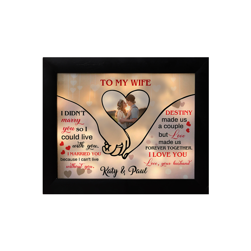 To My Wife Personalised Photo Frame Custom 2 Names Frame With Night Light Anniversary Gift For Her-Jessemade AU