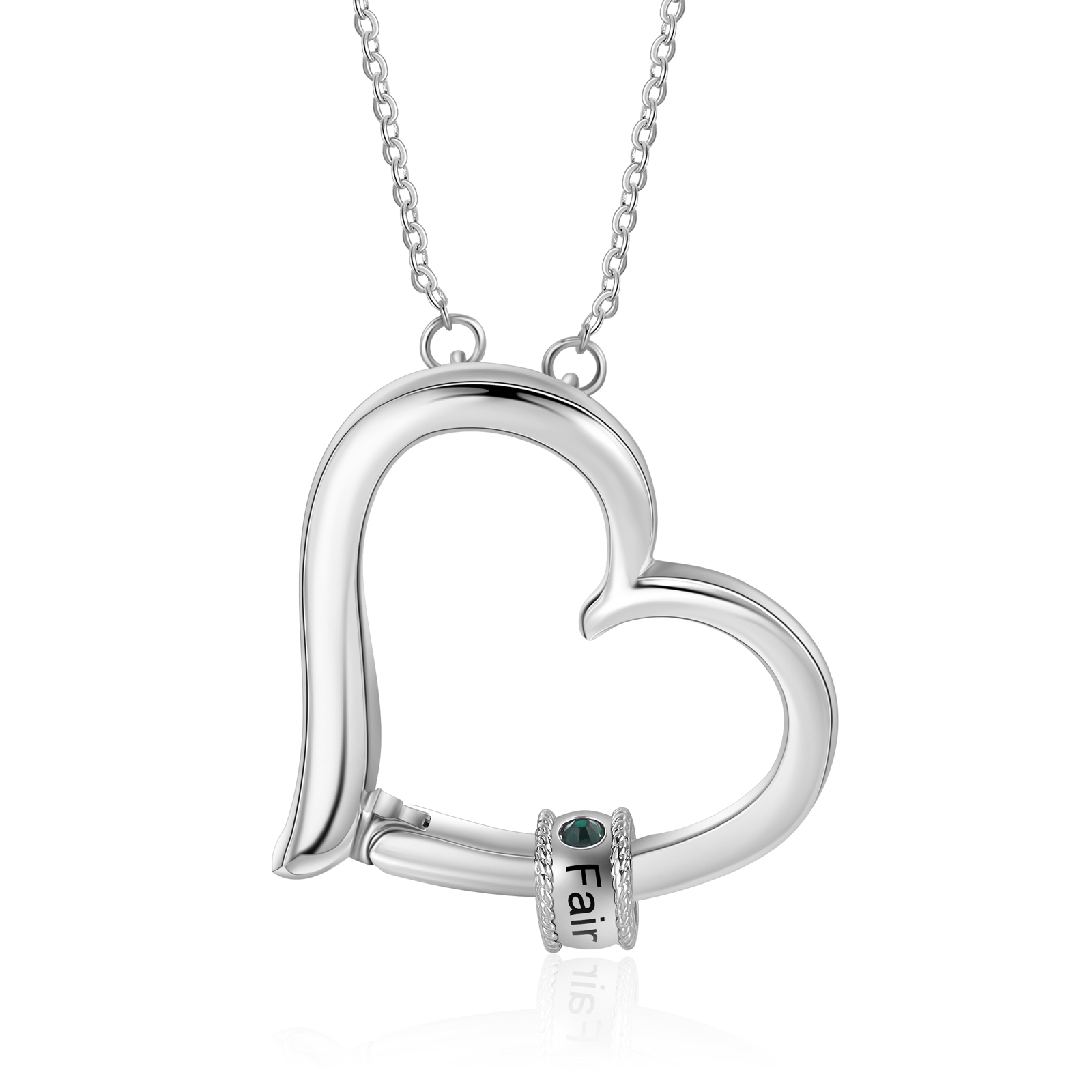 Personalised Heart Necklace With 1 Birthstone Engraved Family Names Necklace Gift for Her-Jessemade AU