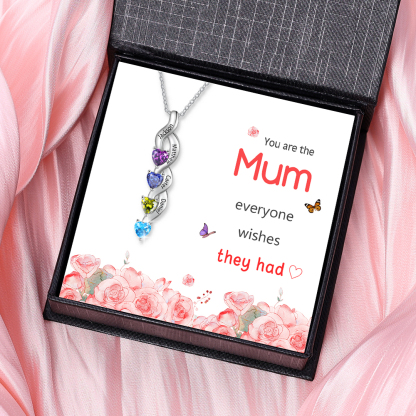 4 Names - Personalised Pendant Necklace Customised Names & Birthstones Necklace Birthday Gift for Women Girls-Jessemade AU