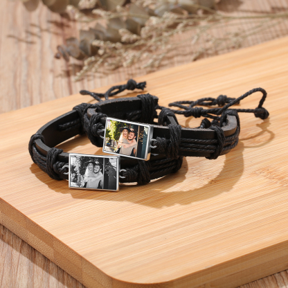 Personalised Photo Bracelet Customised Leather Adjustable Bracelet Gifts for Her Him-Jessemade AU