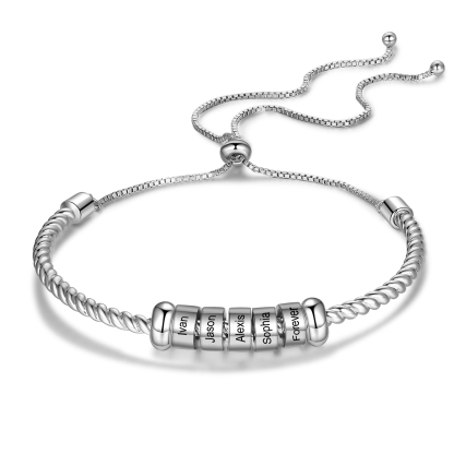 Personalised 5 Names Women's Bracelet With Beads-Jessemade AU