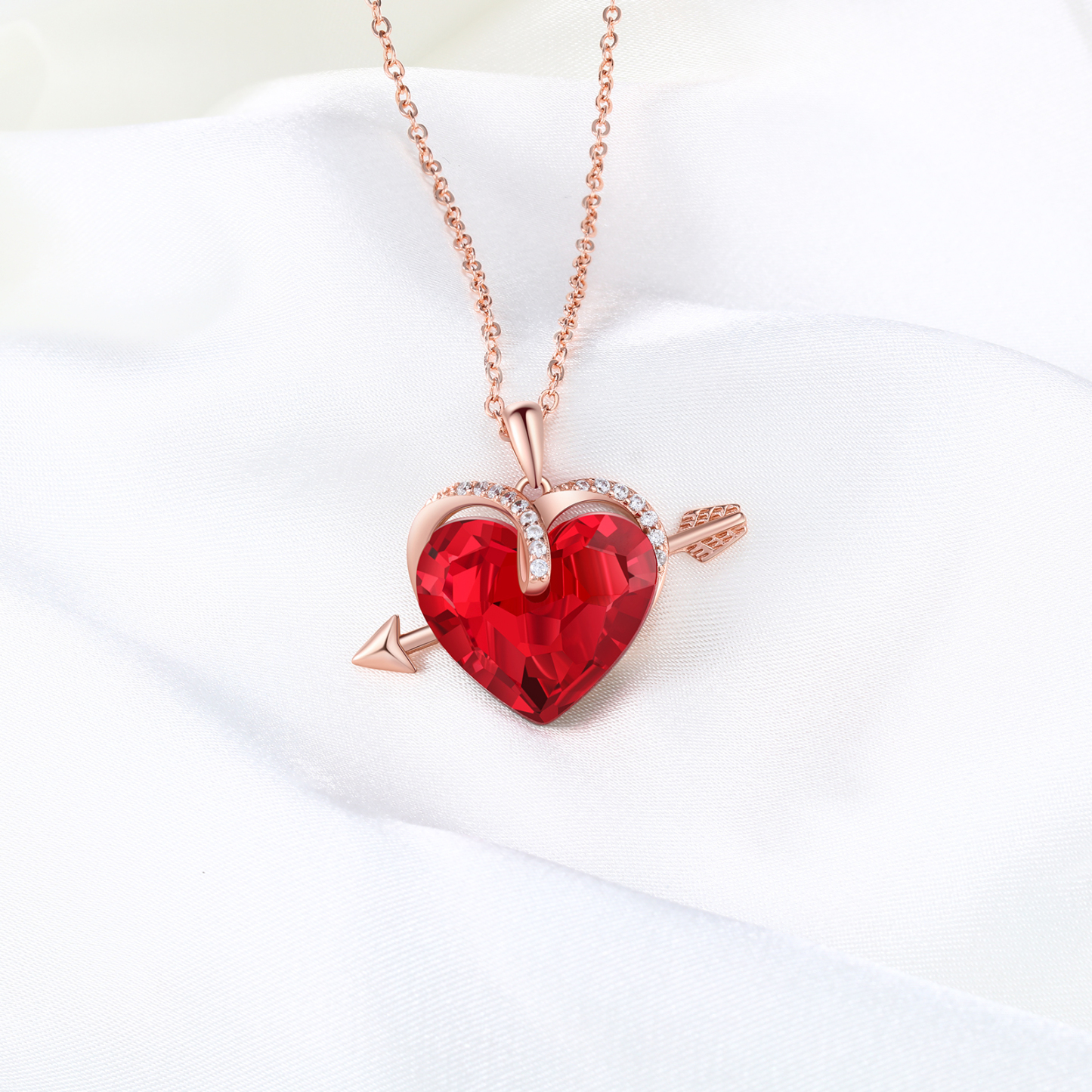 Heart-shaped Crystal Necklace Birthstone Necklace Gifts For Her-Jessemade AU