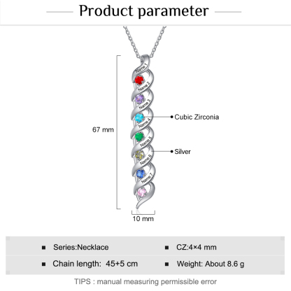 S925 Family Necklace Customised Necklace Cascading Pendant with 2-7 Birthstones Engraving Names Gifts for Her-Jessemade AU