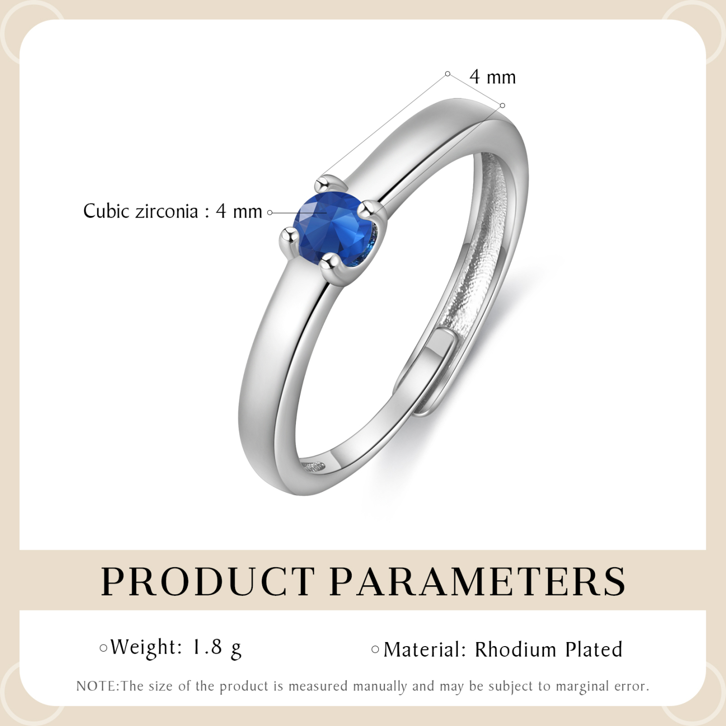 Personalised Women's Ring Customised 1 Birthstone Open Ring Birthday Gift for Women Girls-Jessemade AU