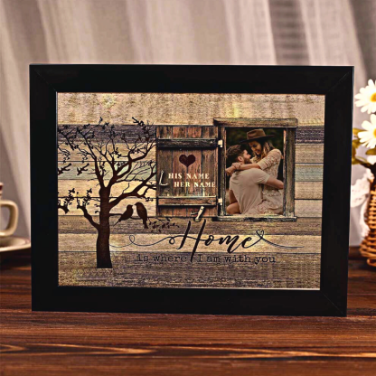 Valentine's Day Gift, Home Is Where I Am With You, Personalised Luminous Photo Frame For Couple-Jessemade AU