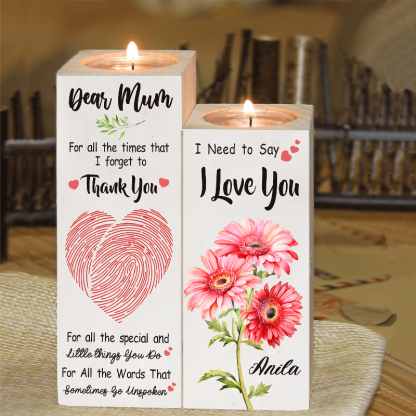 Dear Mum Candle Holder Custom Name Wooden Candlestick - For All The Times That I Forget To Thank You-Jessemade AU