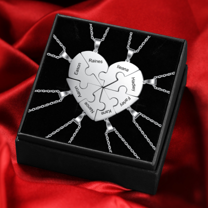 Personalised Heart Puzzle Necklace With 8 Names Gifts For Her-Jessemade AU