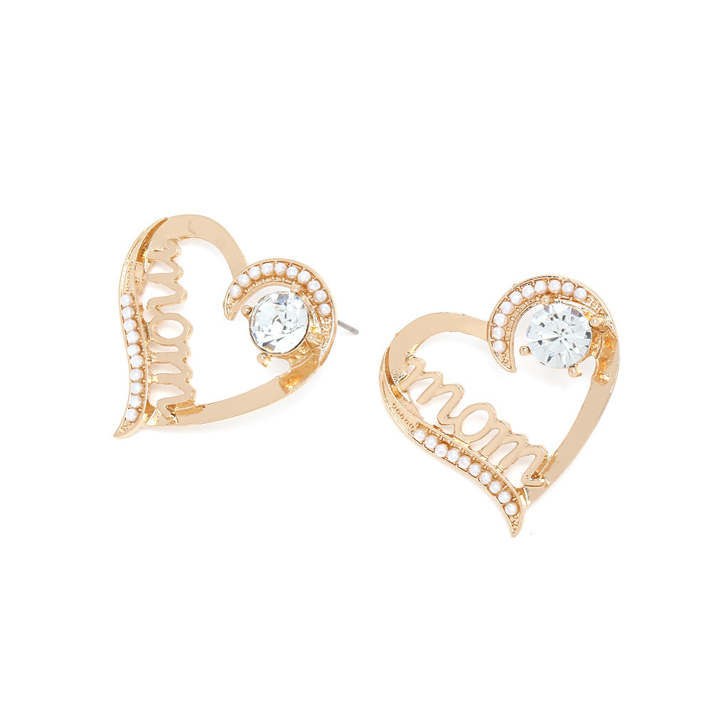 Mom Earrings Diamond Cute Earrings Zinc Alloy Gift for Mother-Jessemade AU