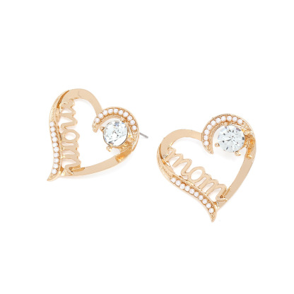 Mom Earrings Diamond Cute Earrings Zinc Alloy Gift for Mother-Jessemade AU