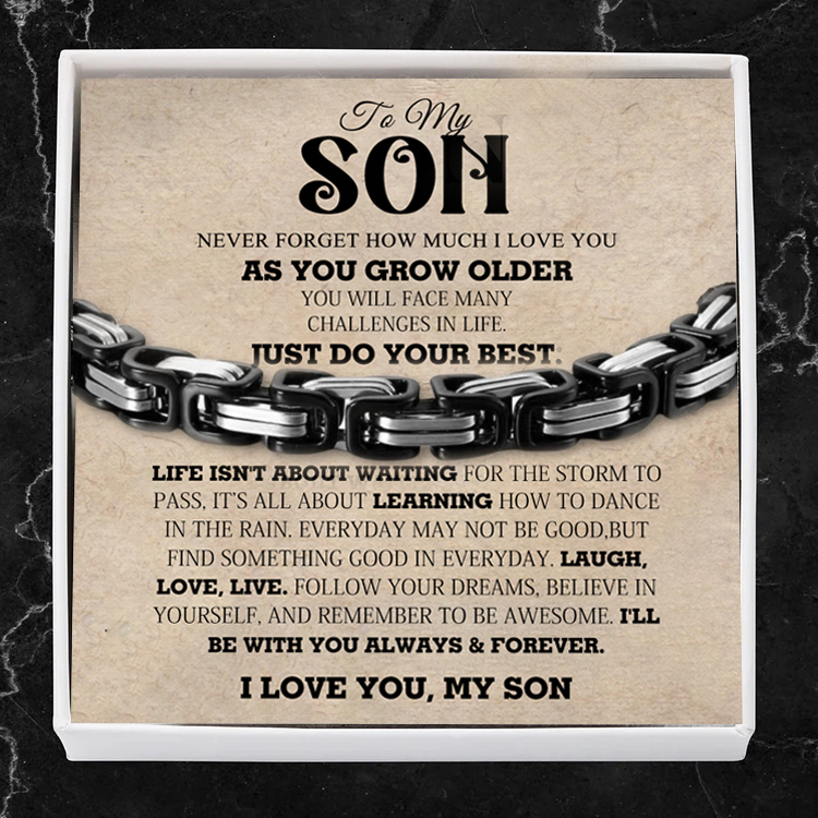 To My Son Cuban Link Bracelet Stainless Steel Bracelet Warm Gift for Son - I'll Be With You Always & Forever-Jessemade AU