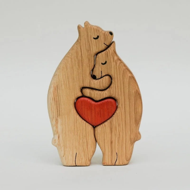 Personalised Wooden Bears Family Puzzle Custom 2 Names Gifts for Family-Jessemade AU