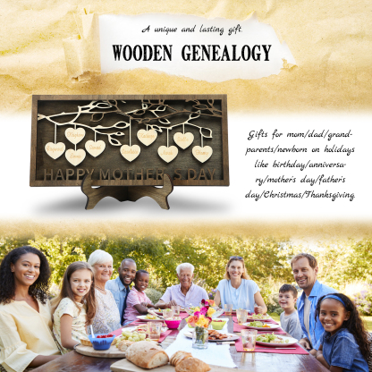 Custom Family Tree Sign Engrave 9 Names Wooden Family Frame Home Decor-Jessemade AU