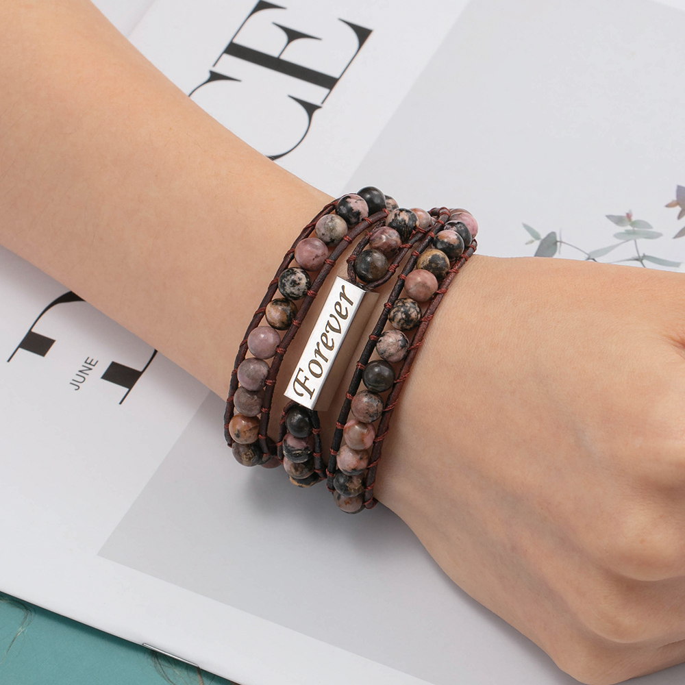 Personalised Multi-loop Stacking Bracelet Round Beads Men's Bracelet Gifts For Him-Jessemade AU