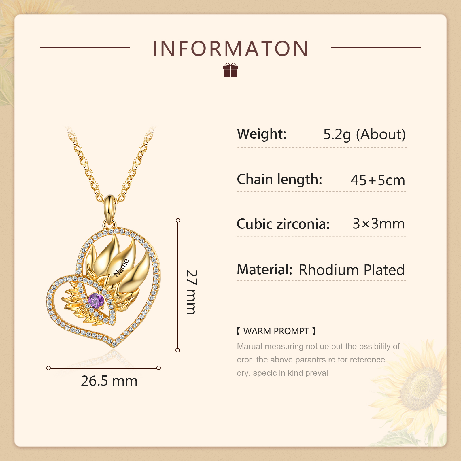 Personalised Heart Necklace With 1 Birthstone Engraved Names Necklace Gift For Women-Jessemade AU