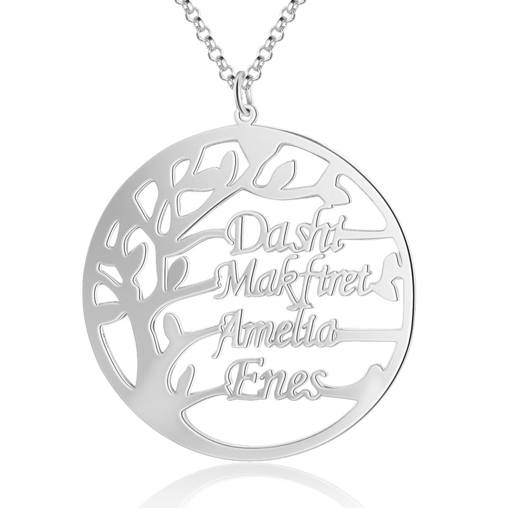 Family Tree Custom 4 Names Sterling Silver Tree-Jessemade AU