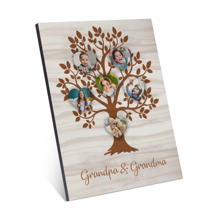 Personalised Photo Family Tree Wood Signs Engrave 6 Photos Frame-Jessemade AU