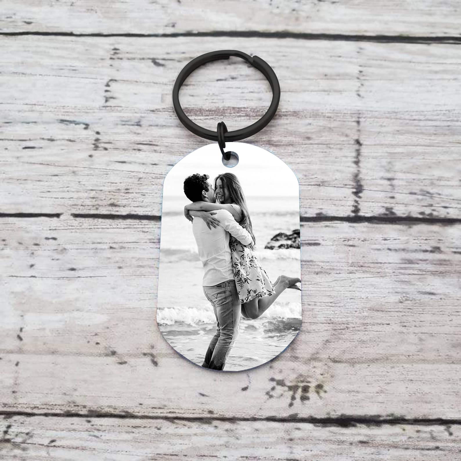 To My Man/Love Couple Keychain Custom Photo Keyring Stainless Steel Keychain Gift for Couples-Jessemade AU