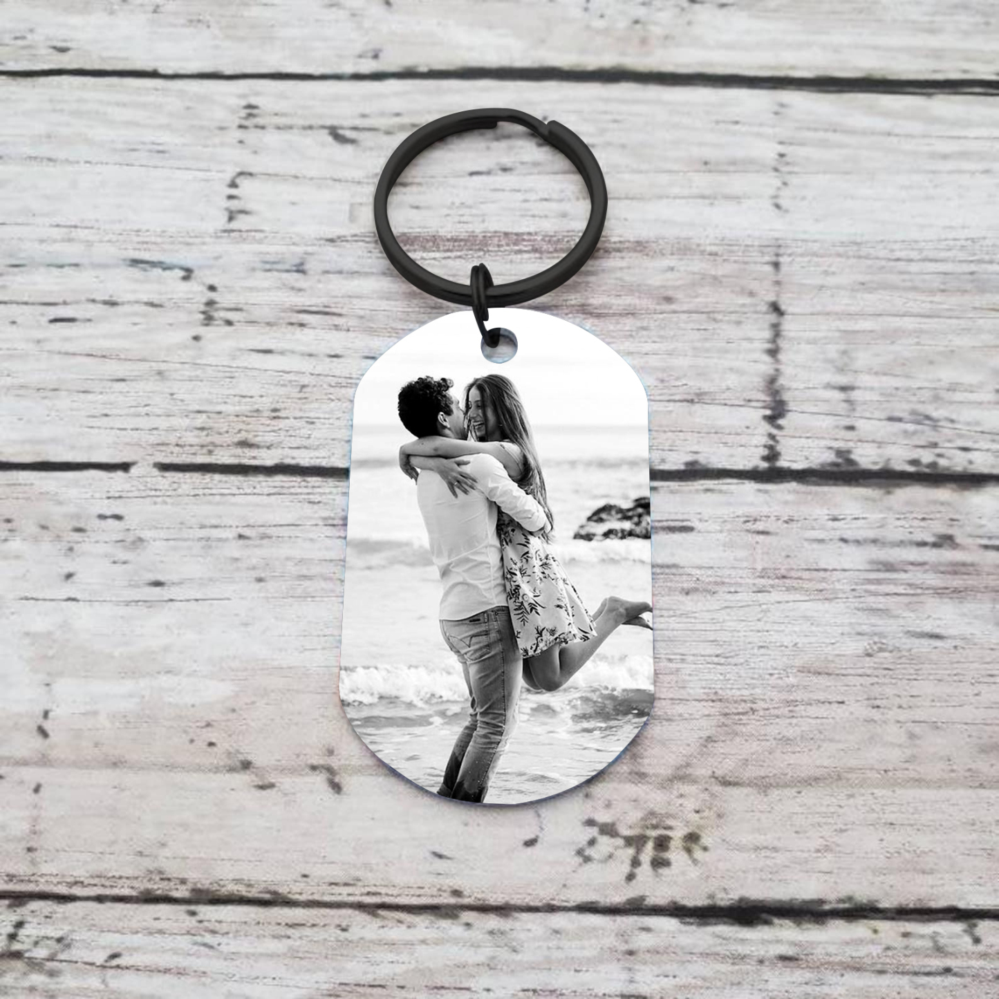 To My Love/Man Couple Keychain Custom Photo Stainless Steel Keyring Valentine's Day Gift for Couples-Jessemade AU