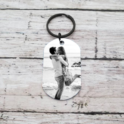 To My Love/Man Couple Keychain Custom Photo Stainless Steel Keyring Valentine's Day Gift for Couples-Jessemade AU