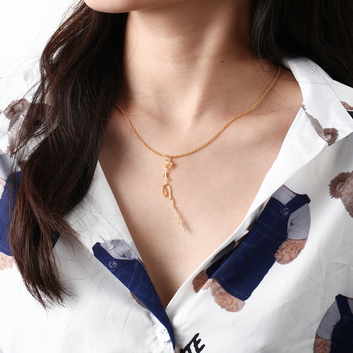 Personalised Birthflower Necklace Custom 1 Name Necklace Gift For Women-Jessemade AU