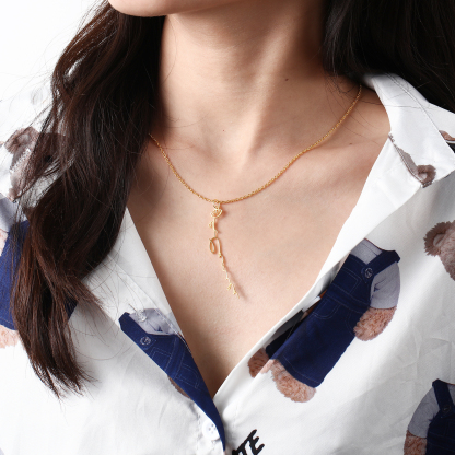 Personalised Birthflower Necklace Custom 1 Name Necklace Gift For Women-Jessemade AU